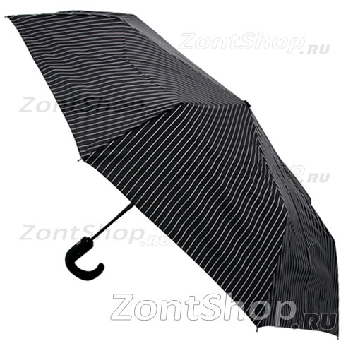 Мужской зонт Fulton Chelsea-2 черный с белыми полосками