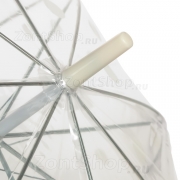 Зонт трость женский AMEYOKE L60-1 (3) Горох, Белый (Ручка бежевая)