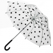 Зонт трость женский AMEYOKE L60-1 (5) Горох, Черный