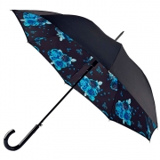 Зонт трость женский Fulton L754 4428 Синие цветы (двусторонний)