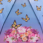 Зонт женский Три Слона 360 8286 Бабочки Розовый букет (сатин)