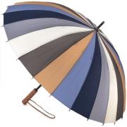 Зонт трость Три Cлона L2240 Голубой, мультиколор, 24 спицы, ручка дерево