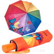 Зонт женский Diniya 2237 (16839) Радуга Бабочки, оранжевая ручка (сатин)