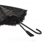Зонт трость женский Fulton L600 1609 Черный горох с рюши и кистями