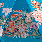 Зонт женский Три Слона 125-B 6165 Цветочная композиция голубой (сатин)
