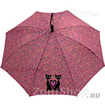Зонт трость женский Nex 31611 6755 Кошки Сердце (на ремне)