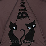 Зонт женский H.DUE.O H214 11430 Кошки Темно-бежевый