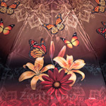 Зонт женский Три Слона 360 (D) 9220 Кремовые лилии и бабочки (сатин)