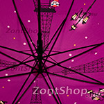 Зонт трость женский Zest 51617 4272 Кошка в Париже малиновый (с чехлом)