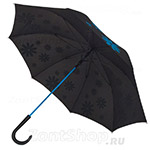 Зонт трость женский H.DUE.O H404 F 11506 Ромашки голубые