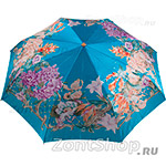 Зонт женский Три Слона 125-B 6165 Цветочная композиция голубой (сатин)