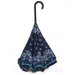 Зонт трость наоборот женский Doppler 73936520 12729 Цветочная паутинка синий