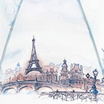 Зонт трость женский Airton 1626 8729 Парижский пейзаж