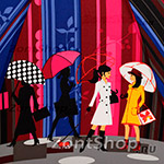 Зонт трость женский Zest 51616 1976 Прогулка под зонтом (с чехлом)