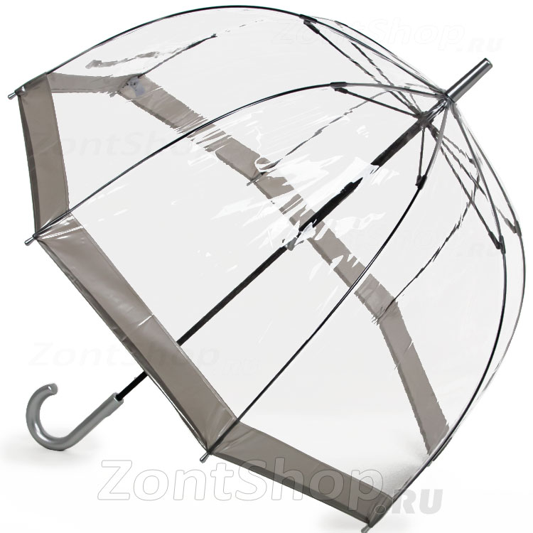 Зонт трость женский прозрачный Fulton L041 003 Серебряный кант