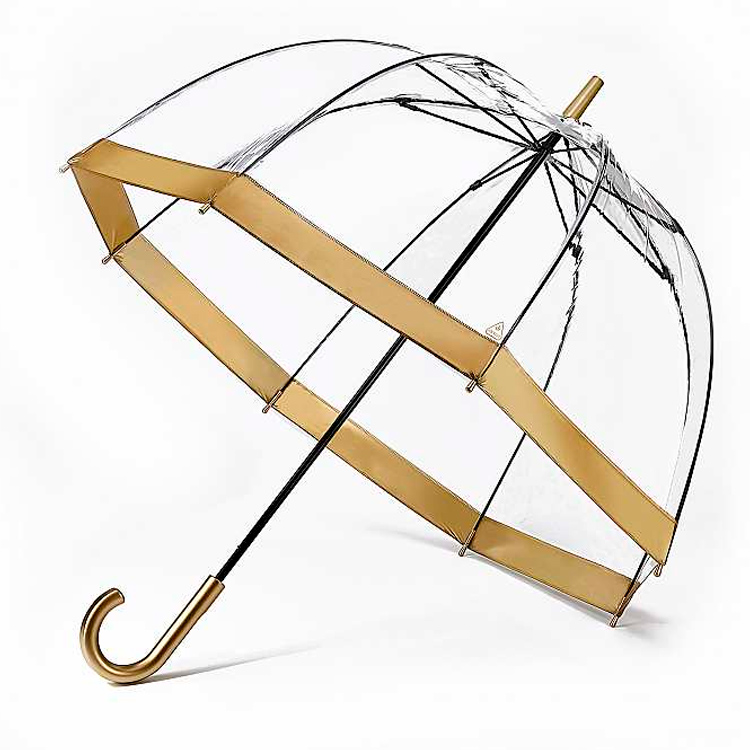 Зонт трость женский прозрачный Fulton L041 013 Золотой кант