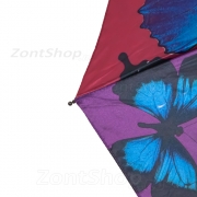 Зонт женский Diniya 2237 (16840) Радуга Бабочки, ярко-красная ручка (сатин)