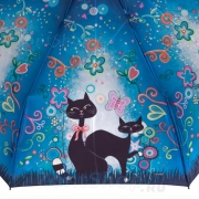 Зонт женский Diniya 103 (17175) Цветы кошки Синий (сатин)