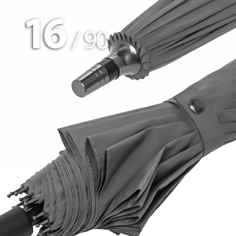 Зонт трость Ame Yoke L90-16 (03) Серый (очень большой купол, чехол на лямке, 16--спиц)