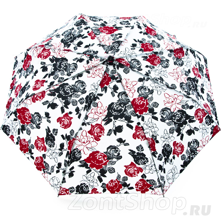 Зонт женский 7441465 RB Red & Black Fashion 8460 Красные черные розы