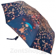 Зонт Diniya 177 (17670) Кот под зонтом Синий (сатин)