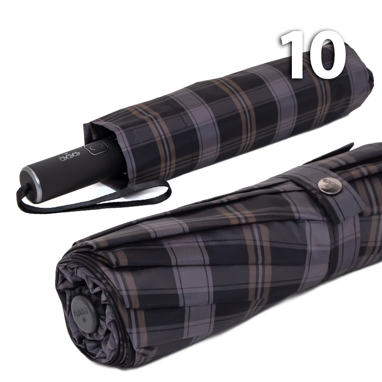 Зонт Три Слона M-6155 (17887) Клетка Черный, семейный с увеличенным куполом