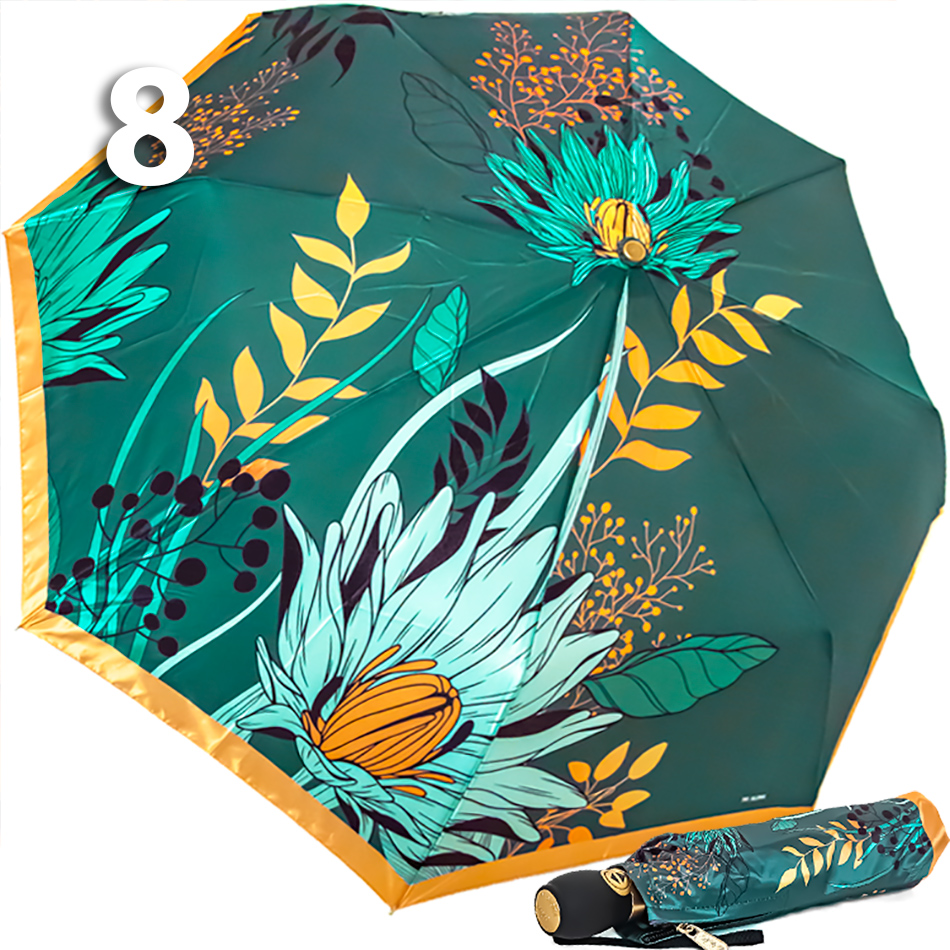 Зонт Три Слона L-3854 (A) 18761 Цветы, Зеленый (сатин)