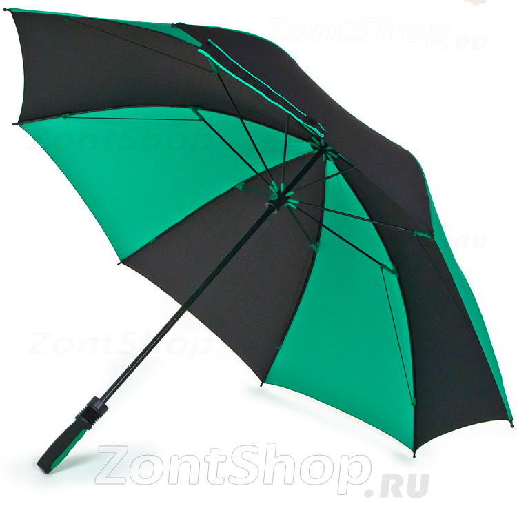 Большой зонт трость гольфер Fulton S837 097 Черно-зеленый (чехол на ремне)
