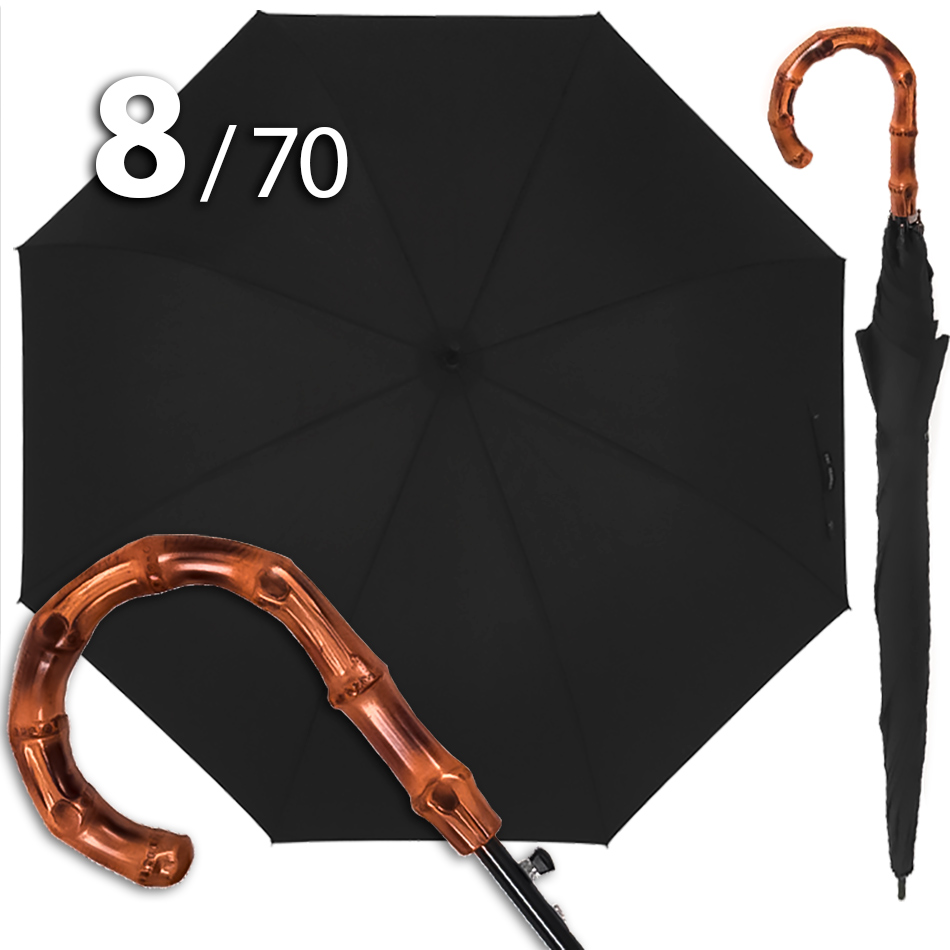 Зонт трость Три Слона M2710 Черный, ручка бамбук