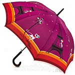 Зонт трость женский Zest 21626 10069 Кошка в Париже