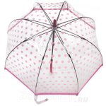 Зонт трость женский прозрачный Fulton L042 3388 Pink Polka