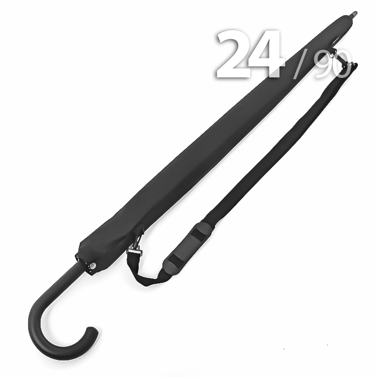 Зонт трость Ame Yoke L90-24 (01) Черный (супер большой купол, чехол на лямке, 24-спицы)