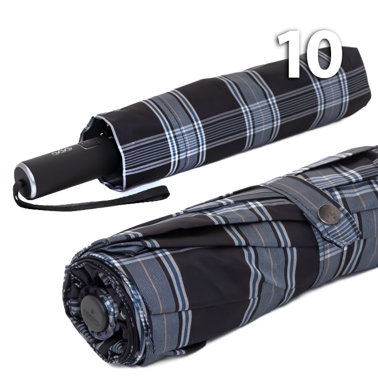 Зонт Три Слона M-6155 (17888) Клетка Черный, семейный с увеличенным куполом