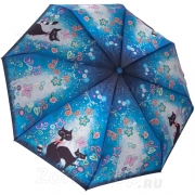 Зонт женский Diniya 103 (17175) Цветы кошки Синий (сатин)