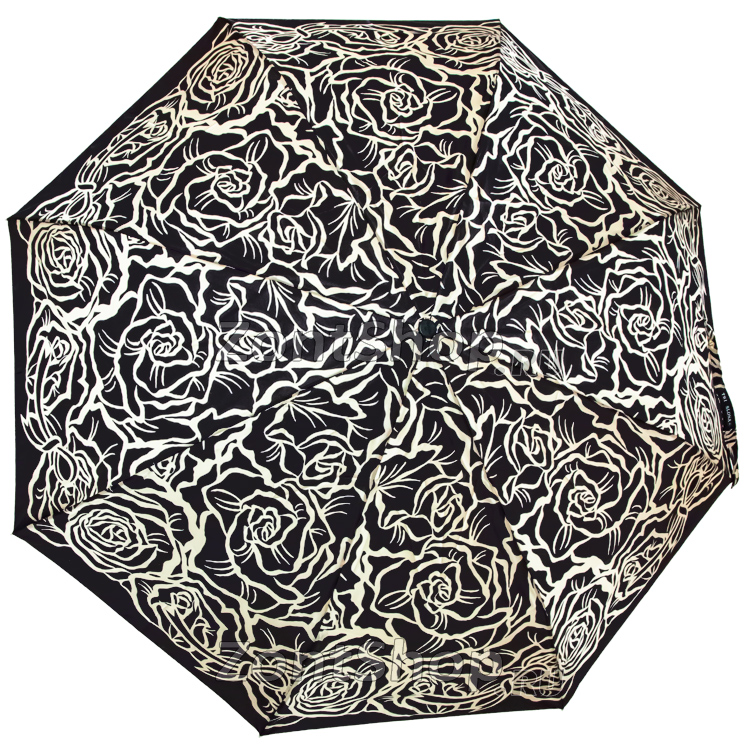 Зонт Три Слона L-3880 (A) 18773 Розы Графика черный (сатин)