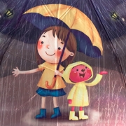 Зонт Diniya 2739 (16313) Друзья под дождем (сатин)