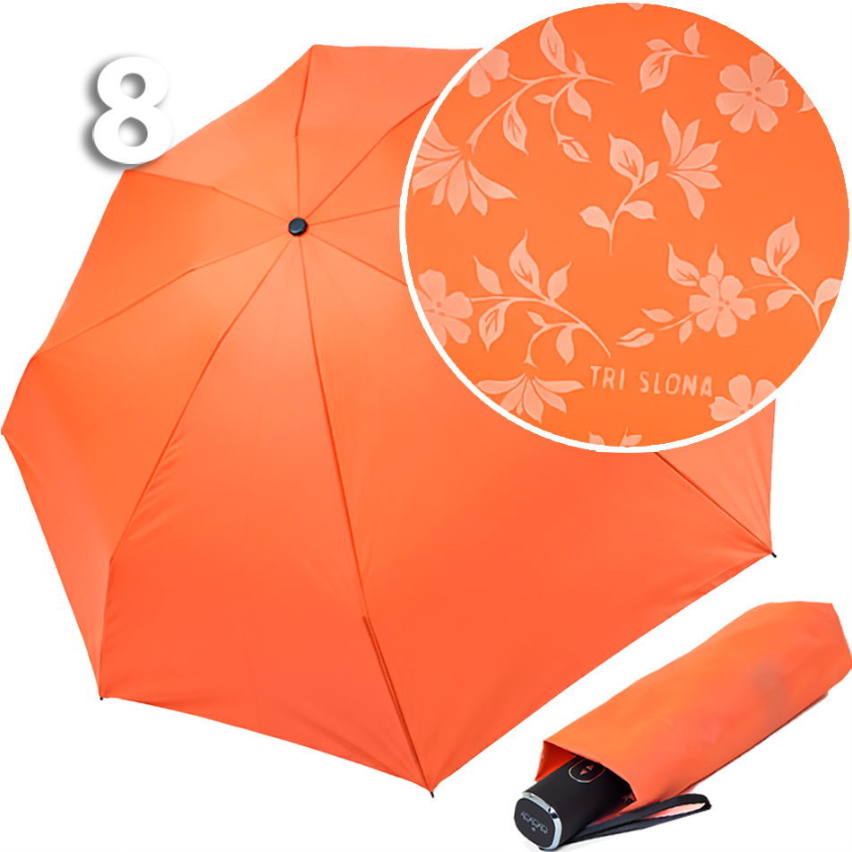 Зонт Три Слона L-4806 (J) 18817 Цветы Оранжевый, компактный