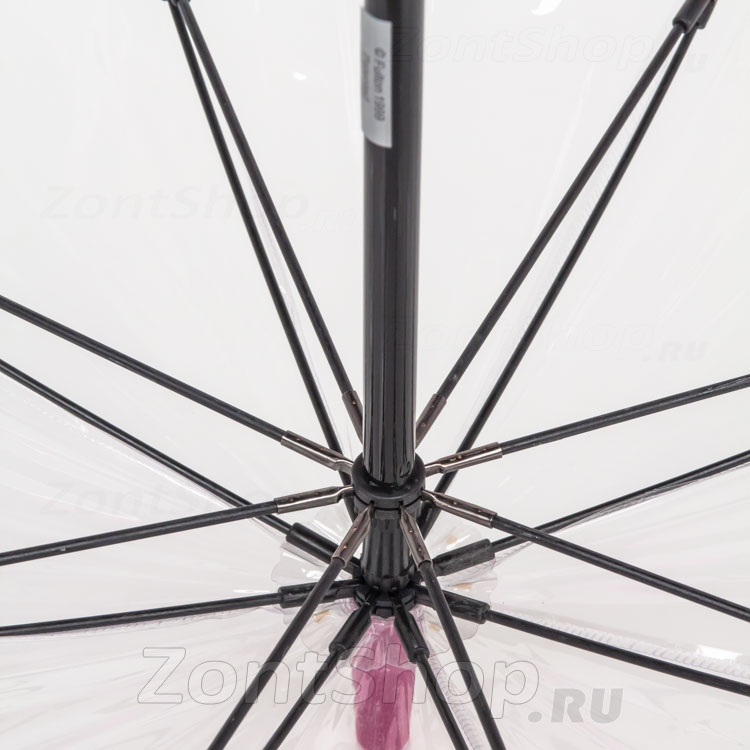 Зонт трость женский прозрачный Fulton L041 022 Розовый кант