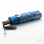 Зонт женский Doppler 74660 FGA Art Deco 7350 Орнамент синий (cатин)
