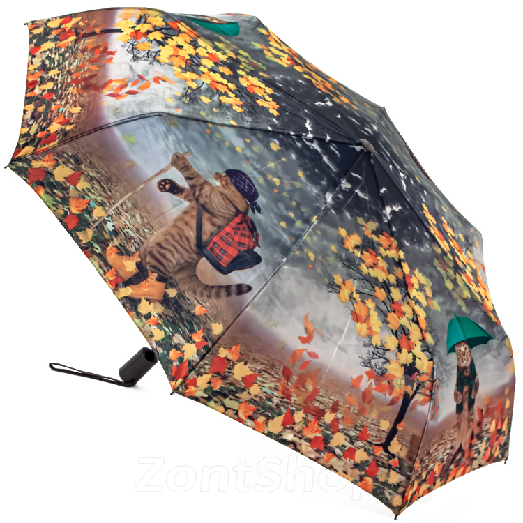 Подростковый зонт Diniya 2739 16311 Осенний листопад (сатин)