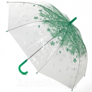Зонт трость женский прозрачный Nex 21511 17323 Цветочная россыпь Зеленый