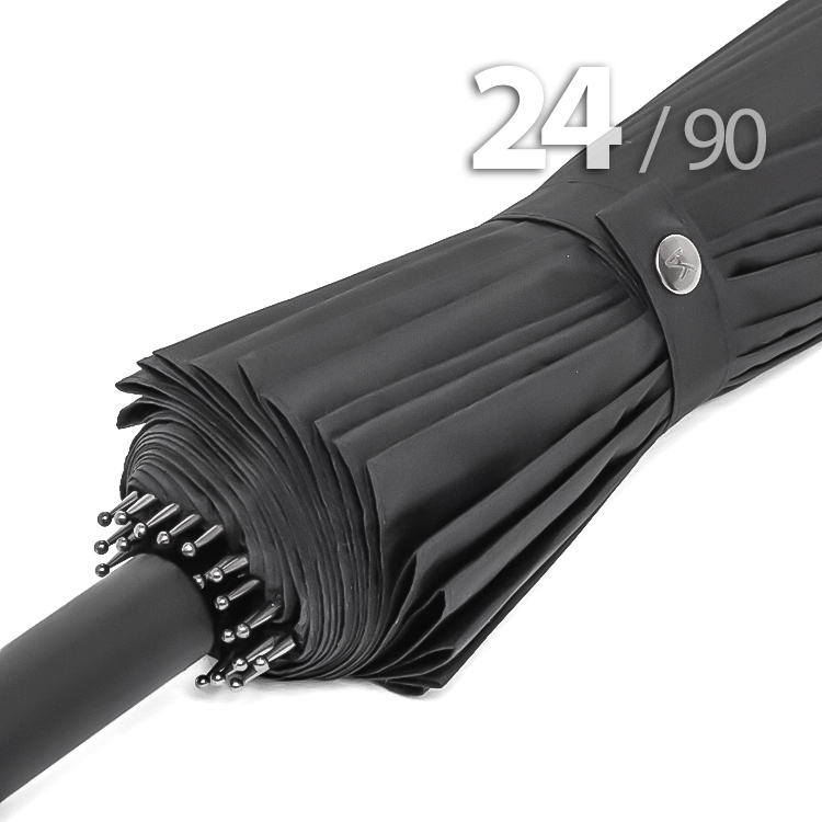 Зонт трость Ame Yoke L90-24 (01) Черный (супер большой купол, чехол на лямке, 24-спицы)