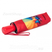 Зонт женский Diniya 2237 (16841) Радуга Бабочки, красная ручка (сатин)