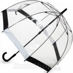 Зонт трость женский прозрачный Fulton L041 090 Черный и белый кант