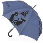 Зонт трость женский H.DUE.O H415 11512 Кошки Светло-синий