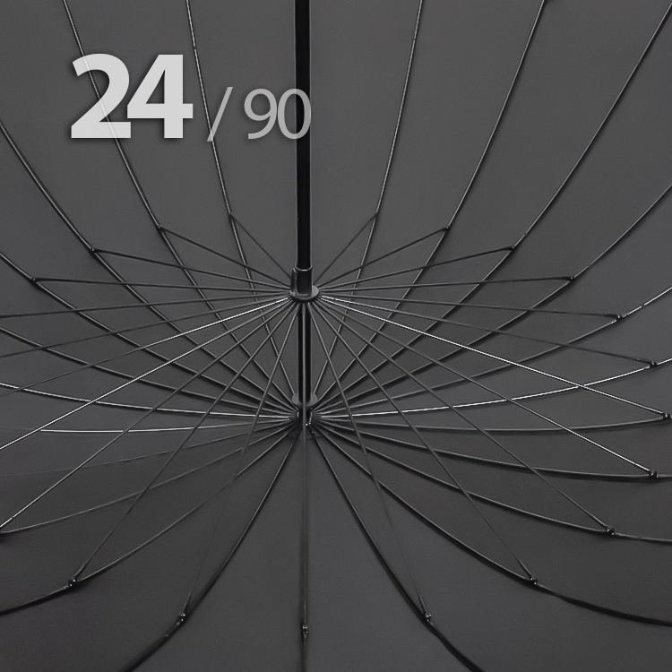 Зонт трость Ame Yoke L90-24 (01) Черный (супер большой купол, чехол на лямке, 24-спицы)