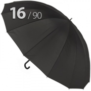 Зонт трость Ame Yoke L90-16 (01) Черный (очень большой купол, чехол на лямке, 16--спиц)