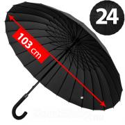 Зонт трость мужской Amico 7113 Черный 24 спицы, ручка крюк