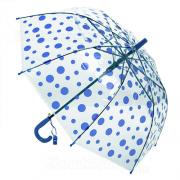 Зонт детский со свистком прозрачный Style 1563 16161 Горох Голубой