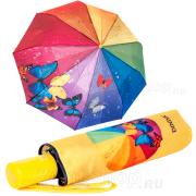 Зонт женский Diniya 2237 16837 Радуга Бабочки, желтая ручка (сатин)